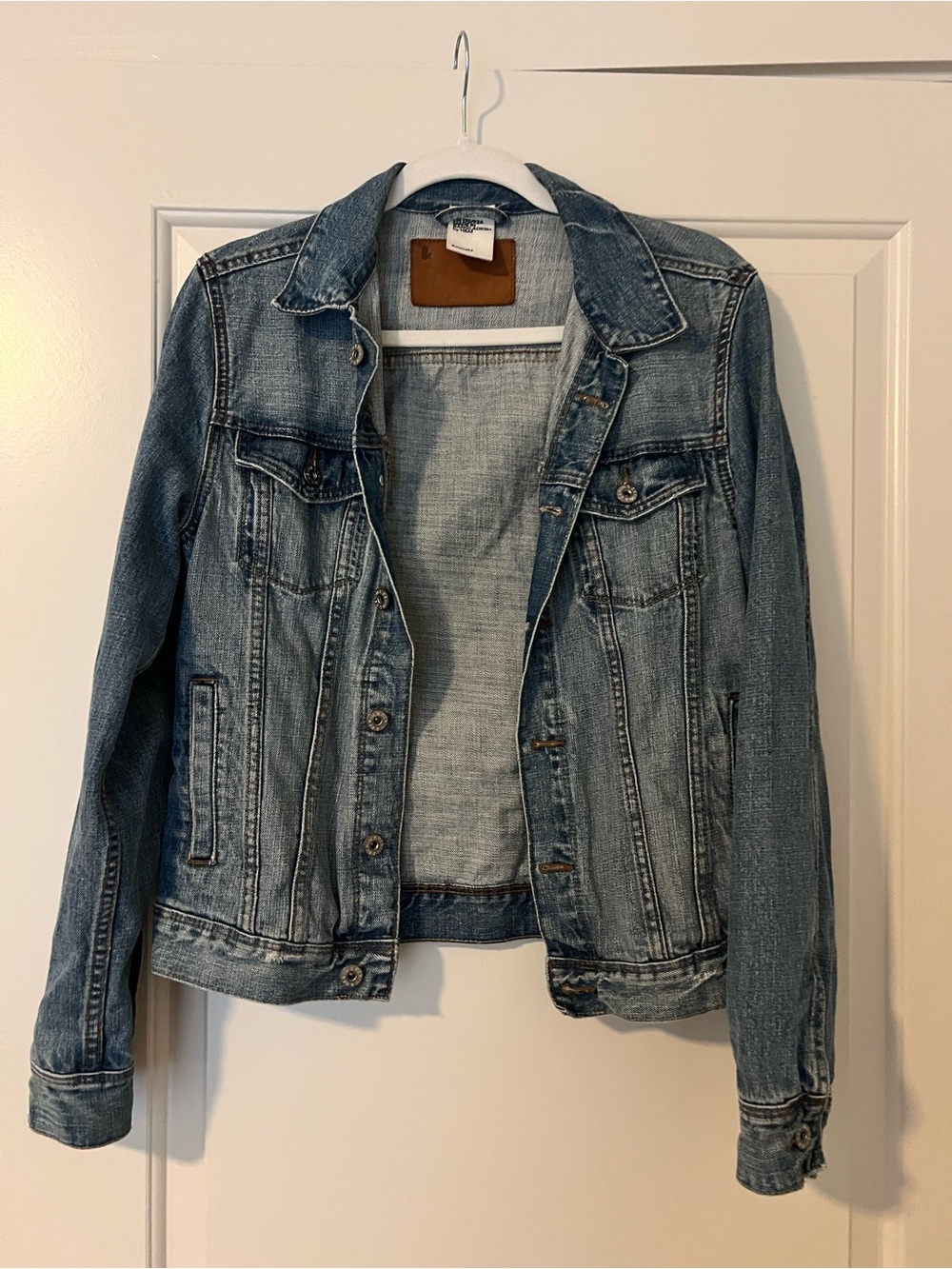 H&M Blue Denim Jacket with Brown Patch